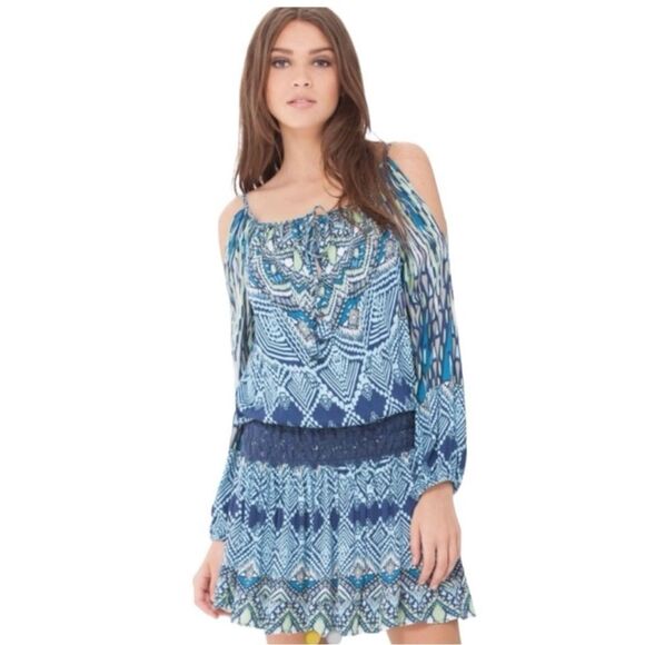 Anthropologie Dresses & Skirts - Anthropologie Hale Bob Boho Geometrical Print Dress with Puffy Sleeves